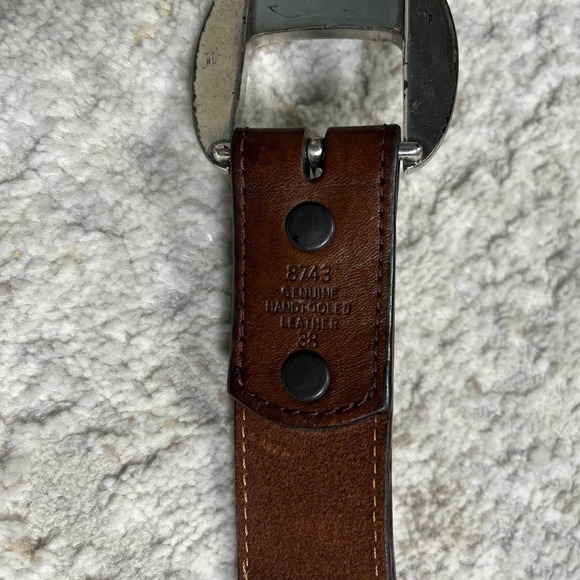 Mens Western Genuine Leather Hair-on Cowhide Belt Silver Buckle Cross - Picture 6 of 10